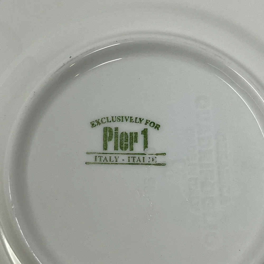 Pier 1 Versailles Salad Plates Set 4 Green Blue Leaf Italy Ceramica Quadrifoglio
